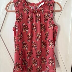 LOFT Paisley Print Sleeveless Blouse - Peach